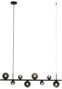 Черен висящ аплик с опушено стъкло овал 8-светлина - Monaco