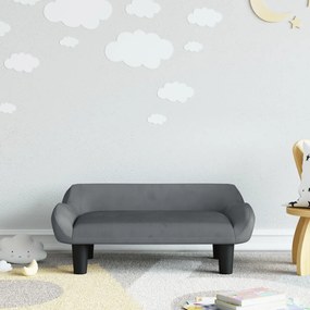 3196351 vidaXL Детски диван, тъмносив, 70x40x24 см, кадифе
