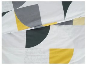 Жълто-сиво единично крепирано спално бельо 140x200 cm Geometries – B.E.S.