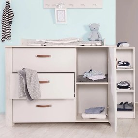 Бял нисък скрин с маса за преповиване 126x99 cm Mila - Roba