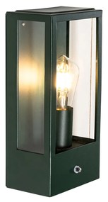 Външна стенна лампа тъмно зелена със сензор за здрач IP44 - Rotterdam