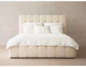 Бежово тапицирано двойно легло с място за съхранение и решетка 140x200 cm Bali - Cosmopolitan Design