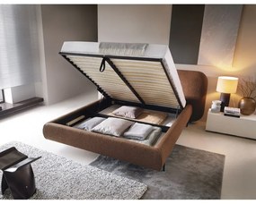 Теракотено двойно легло 160x200 cm тапицирано с място за съхранение с включена подматрачна рамка Pointt – ELTAP