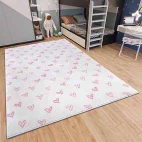 Розово-бял детски килим 120x170 cm Hearts - Hanse Home