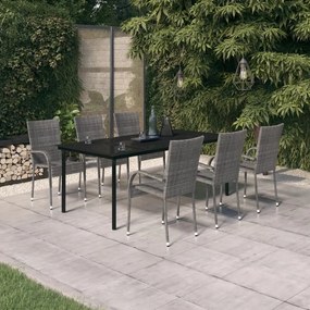 3099393 vidaXL Градински трапезен комплект, 7 части, сиво и черно