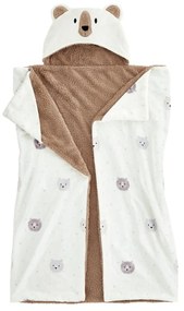 Кафяво-кремаво детско одеяло с качулка от микроплюш 90x125 cm Cosy Bear – Catherine Lansfield