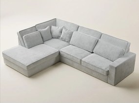 Светлосив шенилов ъглов диван (ляв ъгъл/L форма) Kirou – Maison de Rêve