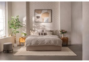 Бежово тапицирано двойно легло с място за съхранение и матрак с решетка 180x200 cm Thessa Pillow - Bonami Selection