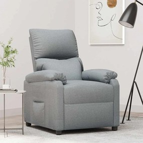 340177 vidaXL Реклайнер стол, светлосив, текстил