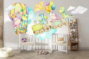 Стикер за стена за деца динозаври във влака 60 x 120 cm