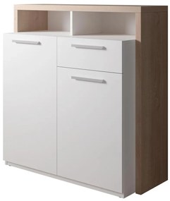 Комод LEBY дъб сонома/бял