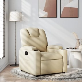3205511 vidaXL Кресло с регулируема облегалка, кремаво, плат