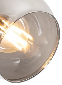 Прожектор в стил арт деко черен с димно стъкло и дърво - Vidro