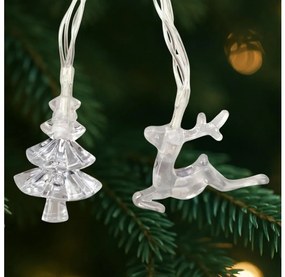 LED външен коледен гирлянд 20xLED/2xAA, 2,2 m, IP44, многоцветен с елхички и елени