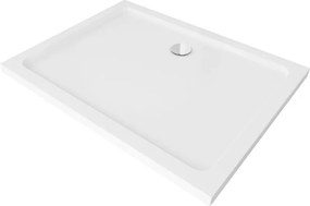 Mexen Flat Правоъгълна тънка душ тава 90 x 80 см, бяла, сифон хром - 40108090