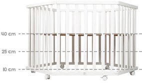 Бяла кошара за игра с регулируема височина/на колелца – Roba