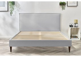 Светлосиво тапицирано двойно легло с решетка 160x200 cm Sary - Bobochic Paris