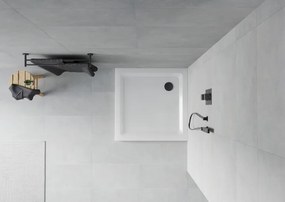 Mexen Flat квадратно тънко душово корито 90 x 90 см, бяло, черен сифон - 40109090B