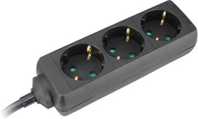 COMMEL Разклонител ЧЕРЕН 3x2P+E с кабел 1.4 метра / 1.0mm2  - C232-321