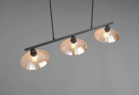 Черно/в кехлибарен цвят метално висящо осветително тяло със стъклен абажур Eluna – Reality