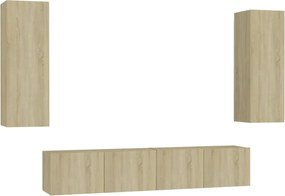 3078959 vidaXL Комплект ТВ шкафове от 4 части, дъб сонома, инженерно дърво