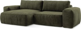 Зелен шенилов сгъваем ъглов диван (ляв ъгъл) Kuki – Makamii