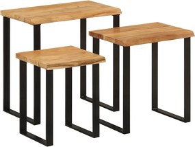 372760 vidaXL Стифиращи маси, 3 бр, с жив ръб, акация масив