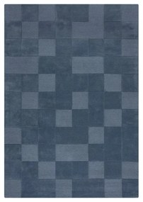 Тъмносин ръчно изработен вълнен килим 120x170 cm Checkerboard – Flair Rugs