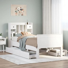 3308931 vidaXL Легло с етажерка за книги, без матрак, 90x200 см, бор масив
