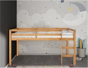 Детско повдигнато легло от масивен бор в естествен цвят 90x200 cm Alpi – Støraa