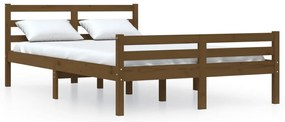 814802 vidaXL Рамка за легло, меденокафява, масивно дърво, 140x190 см