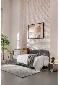 Сиво единично легло тапицирано с място за съхранение с включен матрак 90x200 cm Avela – Bonami Selection