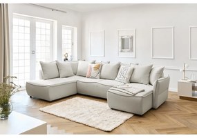 Кремав ъглов разтегателен диван (ляв ъгъл) Leon - Bobochic Paris