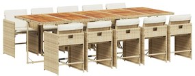 3211120 vidaXL Градински комплект с възглавници, 11 части, бежов полиратан
