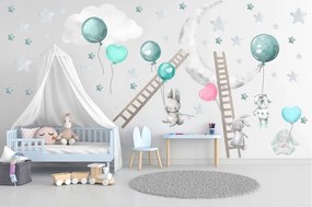 Сладък бебешки стикер за стена Весело нощно небе 60 x 120 cm