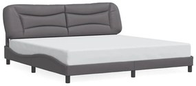 3208026 vidaXL Рамка за легло без матрак Hvar, сива, 200x200 см, изкуствена кожа