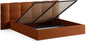 Теракотено двойно легло 180x200 cm тапицирано с място за съхранение с включена подматрачна рамка Eric – Micadoni