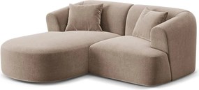 Светлокафяв кадифен ъглов диван (ляв ъгъл) Campi – Cosmopolitan Design