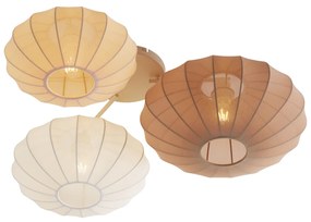 Japandi плафон бял с бежово и кафяво 3 светлини - Multi Bida