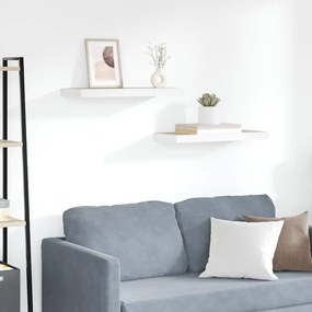 326577 vidaXL Окачени стенни рафтове, 2 бр, дъб и бял, 60x23,5x3,8 см, МДФ