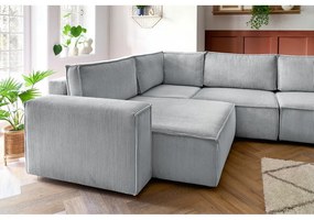 Светлосив ъглов диван от велур, ляв ъгъл Nihad modular – Bobochic Paris