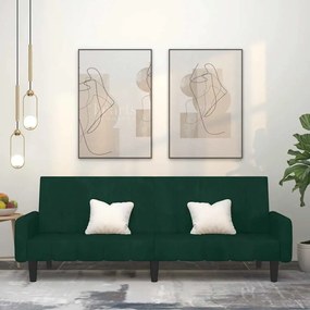 375776 vidaXL 2-местно разтегателно канапе, тъмнозелено, кадифе