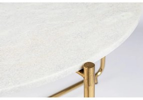 Кръгла масичка за кафе с мраморен плот в бял и златист цвят ø 70 cm Timpa – White Label