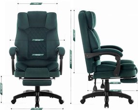 Офисен масажен стол HC-1031 с подложка за крака и максимална товароносимост 136 кг – зелен