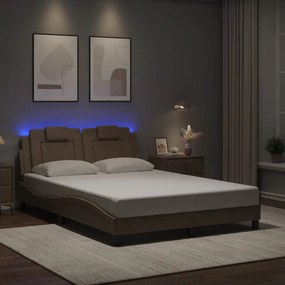 3214019 vidaXL Рамка за легло Viana с LED без матрак, капучино, 140x190 см