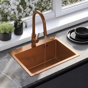 Стоманена мивка с комплект аксесоари 3 бр. REA Liam Brush Copper