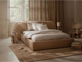 Зелено двойно легло 200x200 cm тапицирано с място за съхранение с включена подматрачна рамка Ovalo – Micadoni