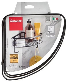 Черен стенен ъглов рафт за баня Origin - Metaltex