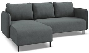 Тъмносив разтегателен ъглов диван с място за съхранение (ляв ъгъл) Luana – Makamii