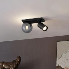 Модерна таванна лампа черна 2-лампи с възможност за накланяне - Lesly